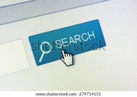 Search button and cursor on computer screen Royalty-Free Stock Photo #279714155