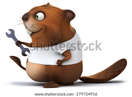 Beaver with a white tshirt
