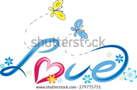 love design with butterfly and flowers