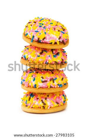 Cup cakes stacks isolated on the white background