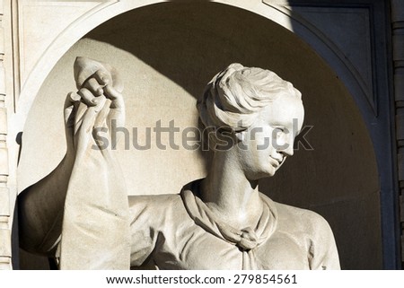 Saronno (Varese, Lombardy, Italy): the Sanctuary, statue on the facade