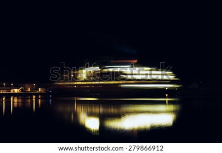 Horizontal vivid rotating ship motion blur night abstraction background backdrop