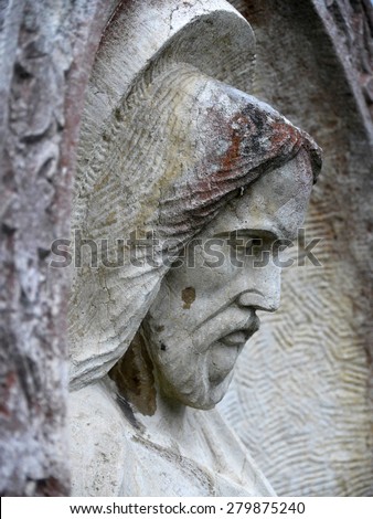 Portrait of Jesus on a gravestone