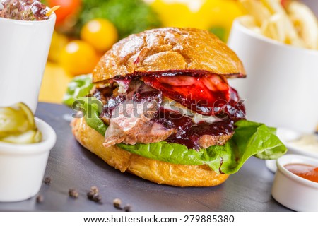 Burger with duck