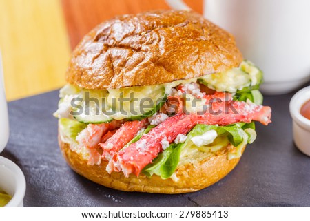 Burger with crab meat