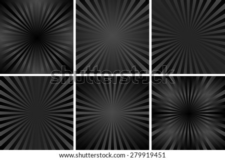 set of black backgrounds with rays