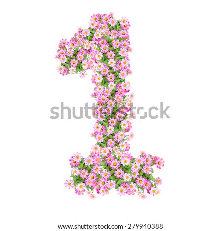 Numbers 1 made from Zinnias flowers