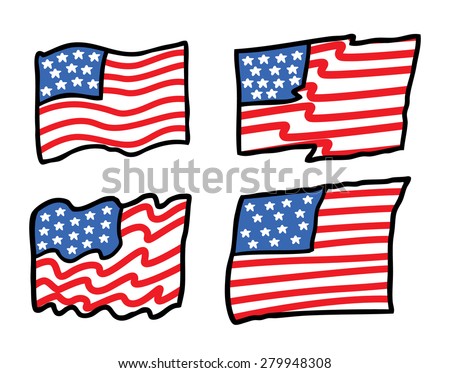 hand drawn USA flag