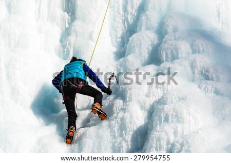 Ice Climbing at Johnston Canyon Royalty-Free Stock Photo #279954755