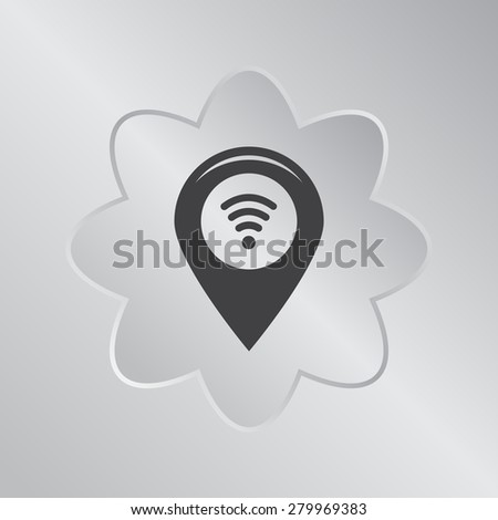 Grungy icon with map pointer with wi-fi symbol
