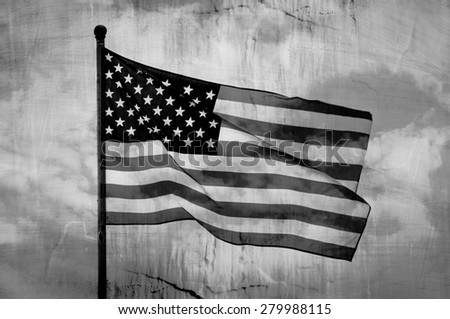 Abstract American flag waving on flagpole