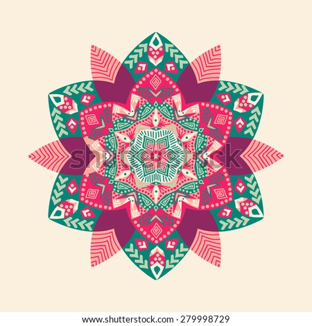 Colorful Mandala hand-drawn patterns round ornament. Decorative elements for you design