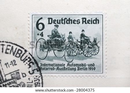 German postage stamp in honor of International Car Exhibition in Berlin. 1939.