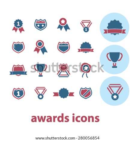 awards icons set, vector