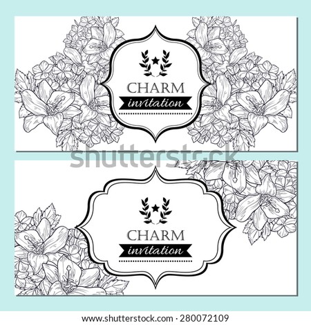 Charm collection. Vintage invitation card of beautiful flowers. Easy to edit. Perfect for invitations or announcements.