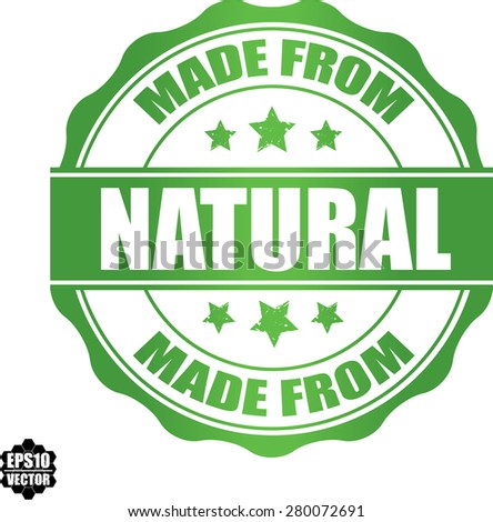 Natural green brown grunge rubber stamp with six stars on white, Vector illustration.