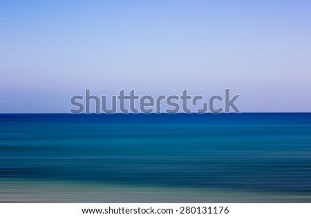 Abstract blue sea. Motion blur abstract background with horizontal stripes