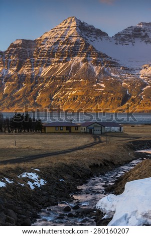 House, Lake, Mountain, Iceland