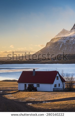 House, Lake, Mountain, Iceland