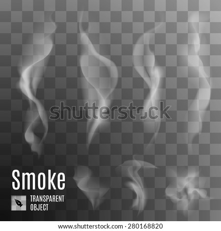Set of transparent smoke on a plaid background