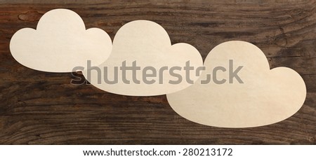 paper pieces clouds shape wooden background template