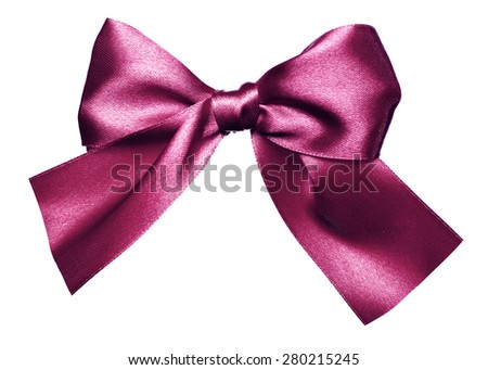 purple bow made from silk isolated