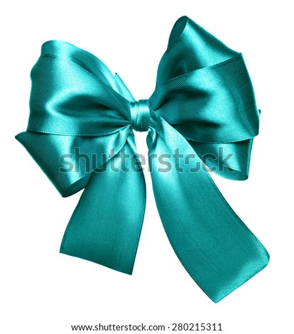 cyan bow made from silk isolated