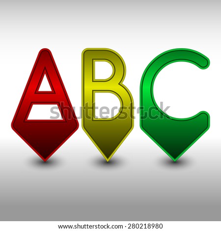 The letters ABC in the shape of arrows can be used as markers in the creative documents.
Editable vector objects with several layers.
Eps 10