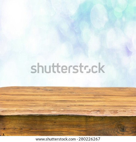 empty wooden table for display montages