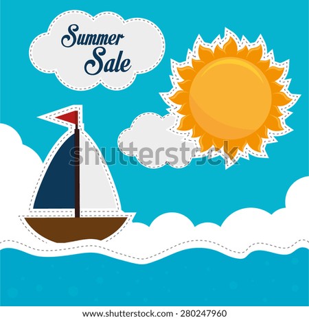 Summer design over blue background, vector illustration