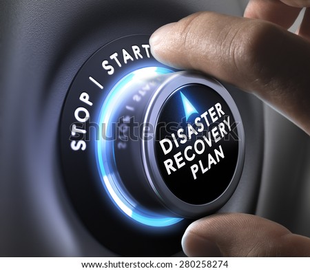 DRP, disaster recovery plan switch button with two fingers Royalty-Free Stock Photo #280258274