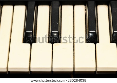 Black and White Digital Piano keyboard closeup