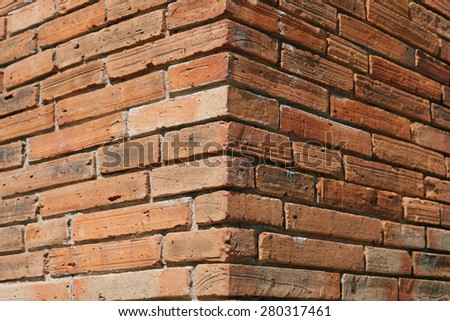 Background of orange brick wall pattern texture. 