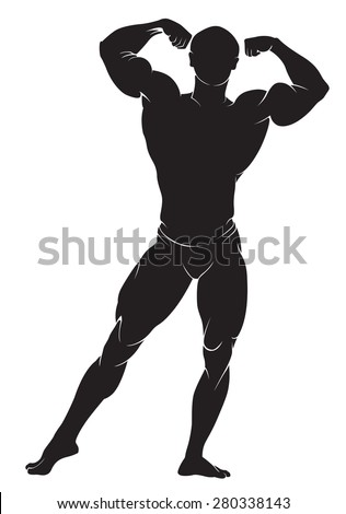 Bodybuilder. Vector silhouette against white background 