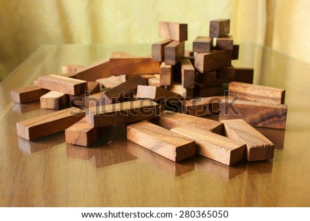 Wood block tower game for children