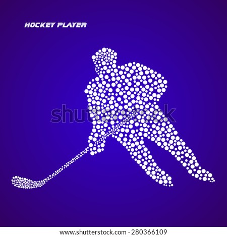 Abstract hockey player with a stick. Vector illustration. Eps 10