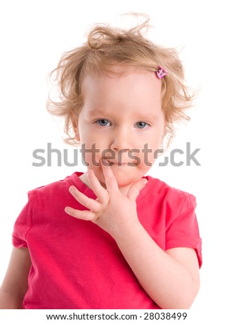 Beautiful little girl on the white background