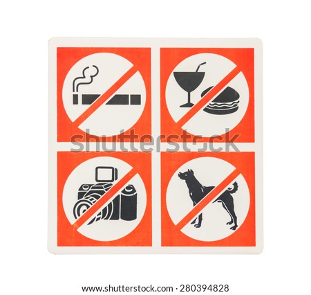 No photography smoking ban Do not bring food into Pets are not allowed on white background.
