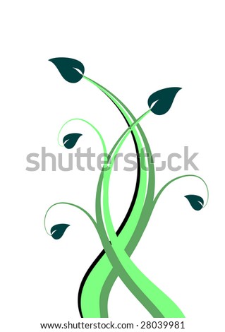An abstract floral vector design in shades of green, isolated on white