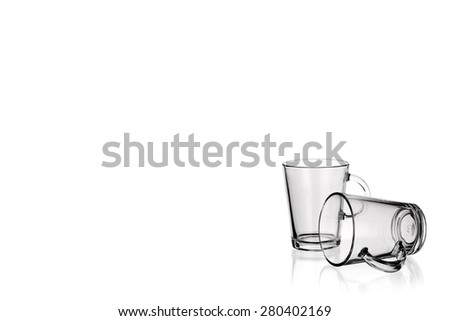glass mug set isolated on white background with copy space
