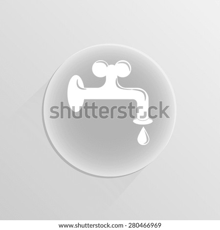 water tap on a white button with shadow 