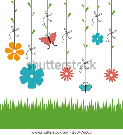Flowers design over white background, vector illustration.