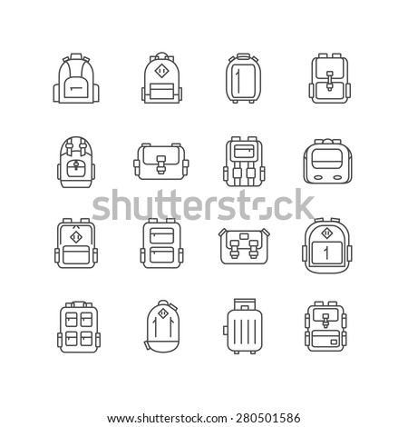backpack outline icons set. vector Royalty-Free Stock Photo #280501586