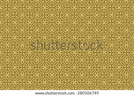 Seamless Geometrical Pattern of Flowers.  Gold Color.