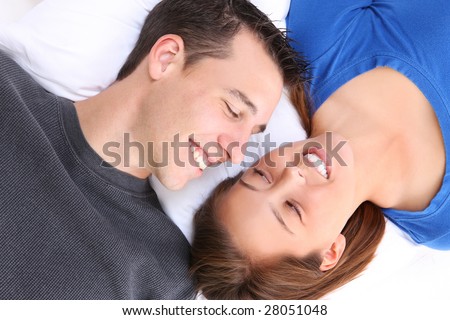 A young happy man and woman couple in love