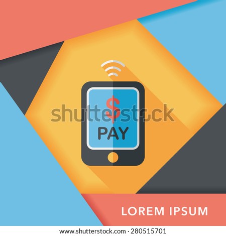online cell phone shopping flat icon with long shadow,eps10