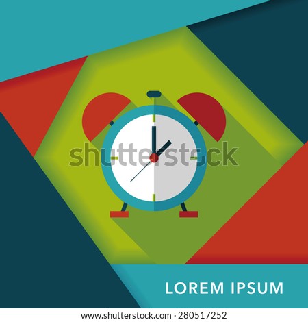 alarm clock flat icon with long shadow,eps10