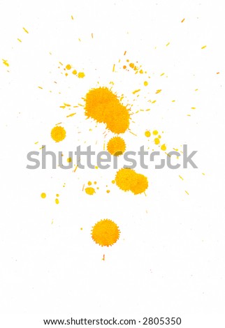 Isolated color ink splashes on white paper