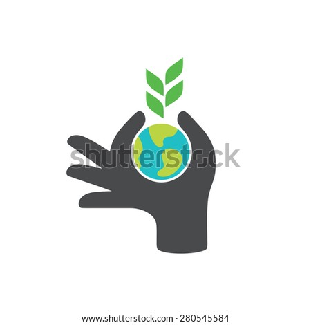 Globe in hand. Save the earth concept design, vector illustration.