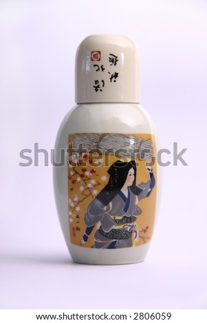 Hand painted sake bottle from Kyoto, Japan.